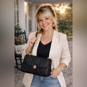 Bally Black Quilted Crossbody Bag with Gold Chain